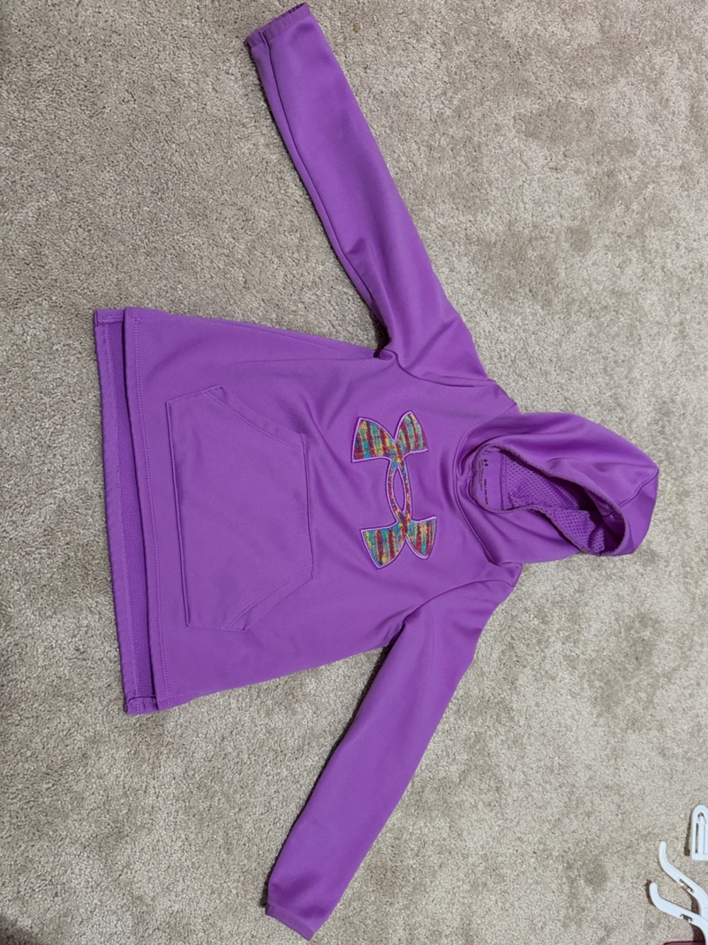Under Armour Girls' Purple Hoodie with Colorful Logo